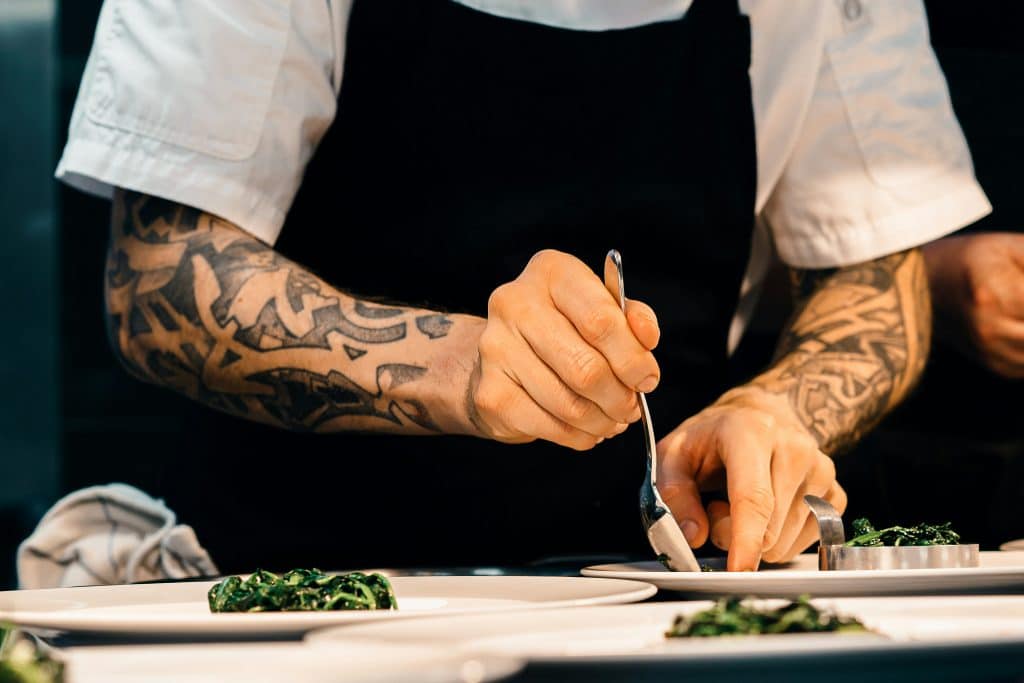 Chef plating food - Web design for private chefs